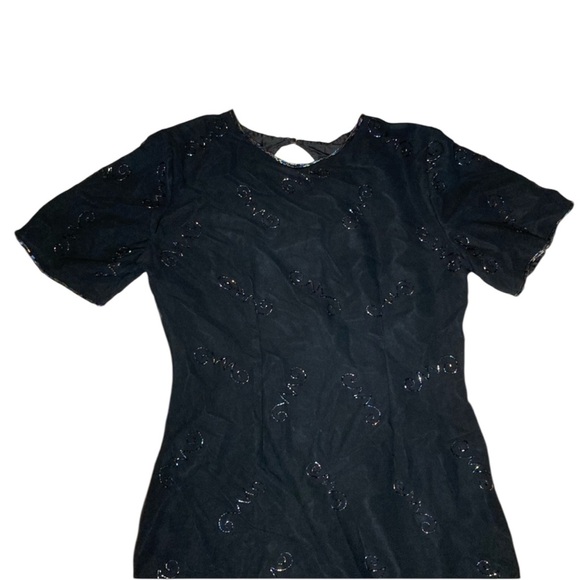 Vintage 90’s Silk Beaded Little Black Dress EUC SZ L - Picture 13 of 14